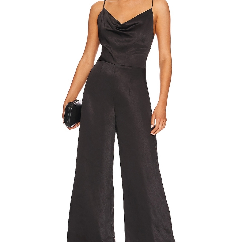 Elliatt Lydia Jumpsuit in Black Satin